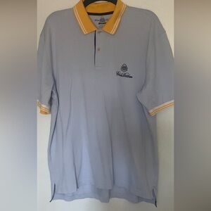 Brooks Brothers Sky Blue ProSport Polo with Yellow Accents Featuring Logo Size L